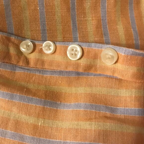 Peter Millar Striped Linen Blend Long Sleeve Button Down Shirt XL - Picture 7 of 7